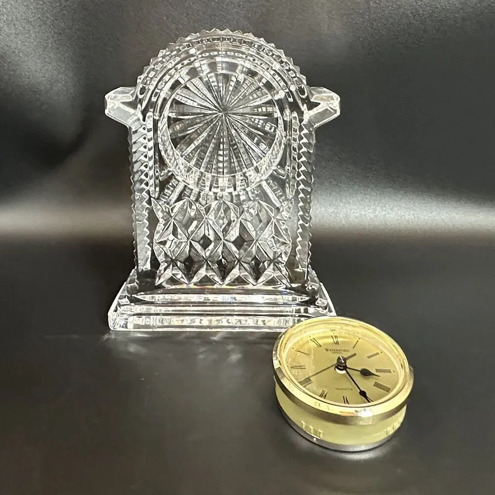 Waterford Crystal Lismore Carriage Clock Quartz Mantel Desk Tabletop Vintage